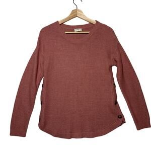 Fat Face Emmy Knit Jumper Sweater Button Detail Pink Mauve Sz 6 M Casual Relaxed